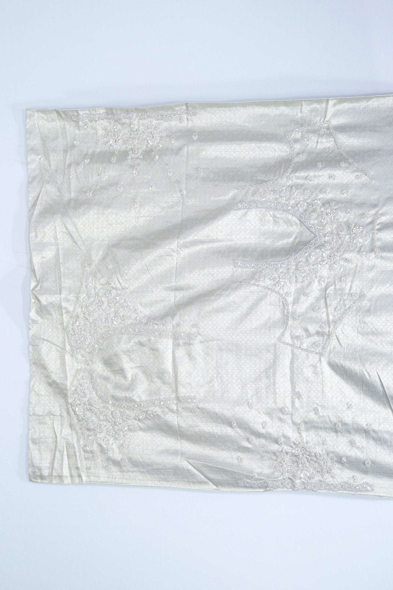 Elegant Silver Grey Banarasi Saree with Heavy Embroidered Border and Tassel Detailing - Mangaldeep NX