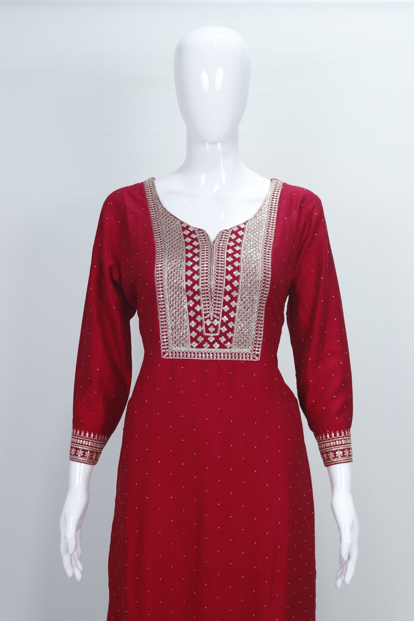 Embroidered Maroon Georgette Salwar Suit Set with Dupatta Traditional Ethnic Wear for Women - Mangaldeep NX