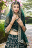 Emerald Green Embroidered Silk Lehenga Choli with Sequin Detailing and Net Dupatta - Mangaldeep NX