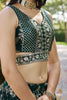 Emerald Green Embroidered Silk Lehenga Choli with Sequin Detailing and Net Dupatta - Mangaldeep NX