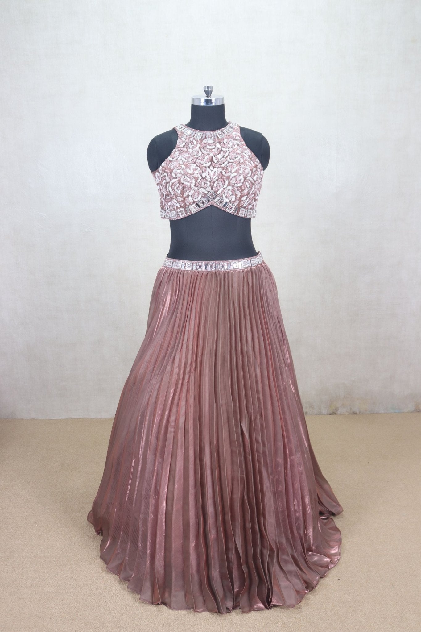 Fancy Coffee Brown Pleated Party Wear Lehenga Choli - Mangaldeep NX