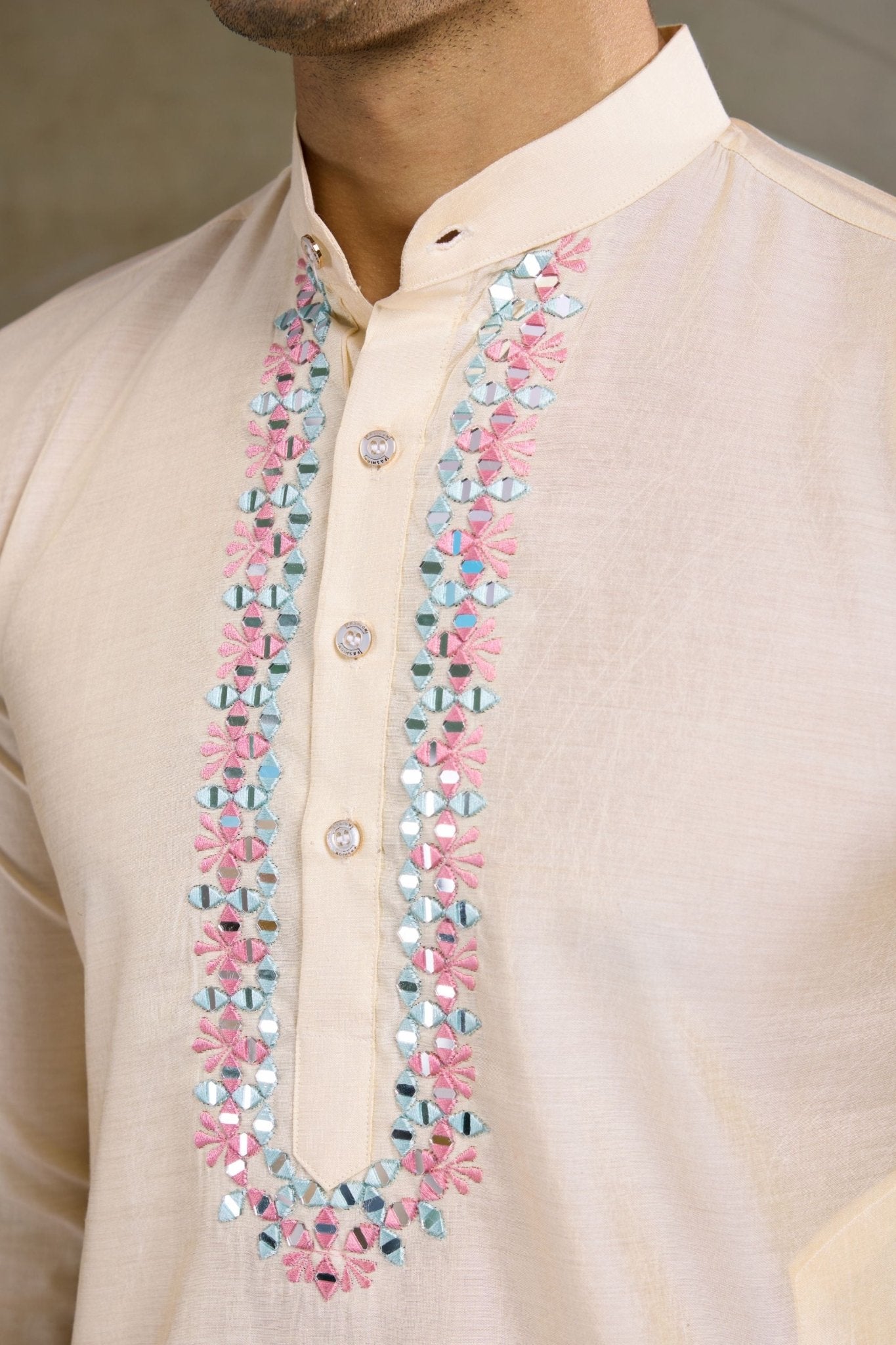 Festive Beige Kurta Set with Koti Jacket - Mangaldeep NX