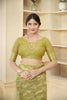 Graceful Light Olive Green and Sea Green Woven Linen Silk Saree - Mangaldeep NX