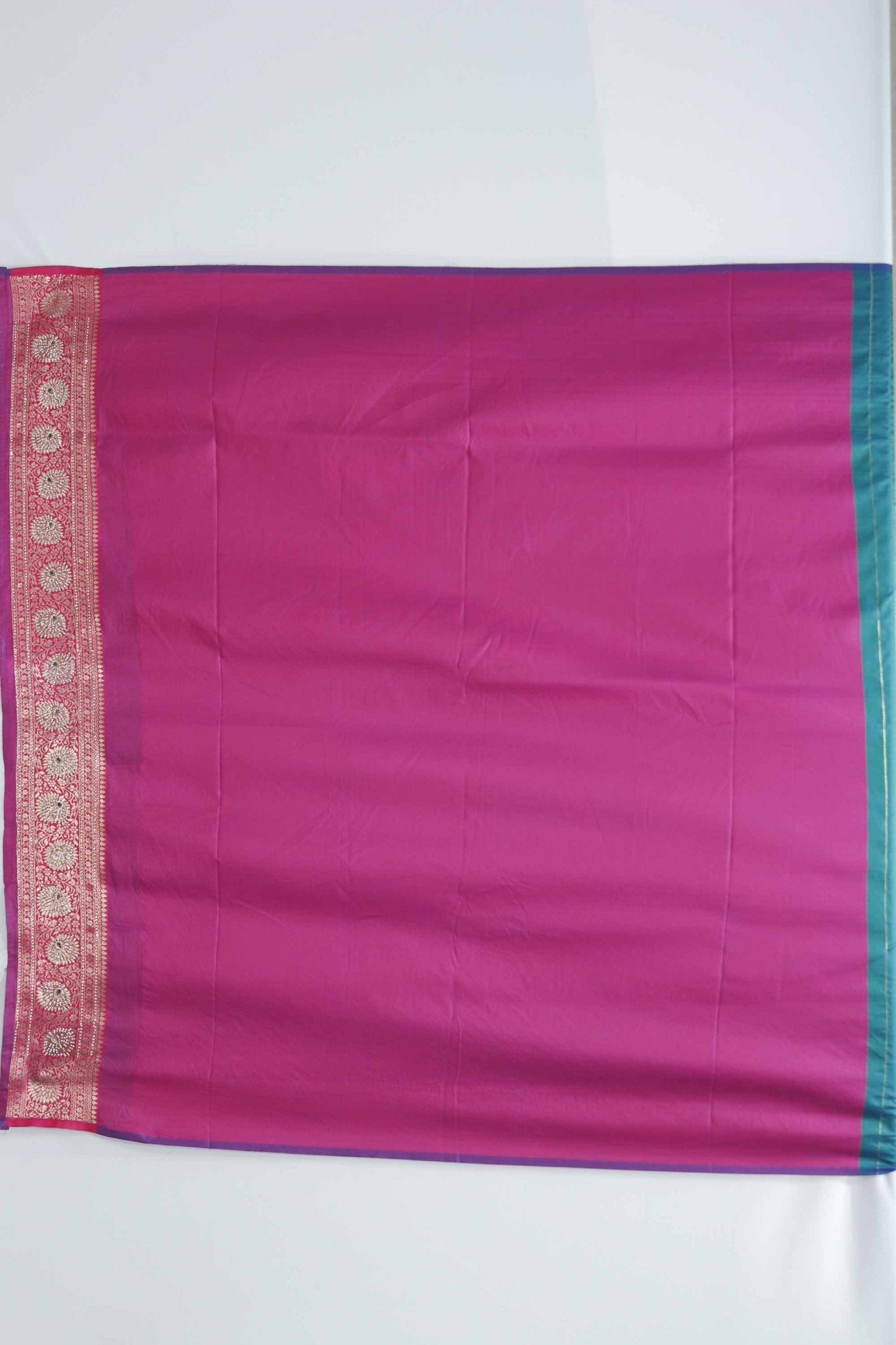 Green and Pink Banarasi Silk Saree with Zari Weaving - Mangaldeep NX