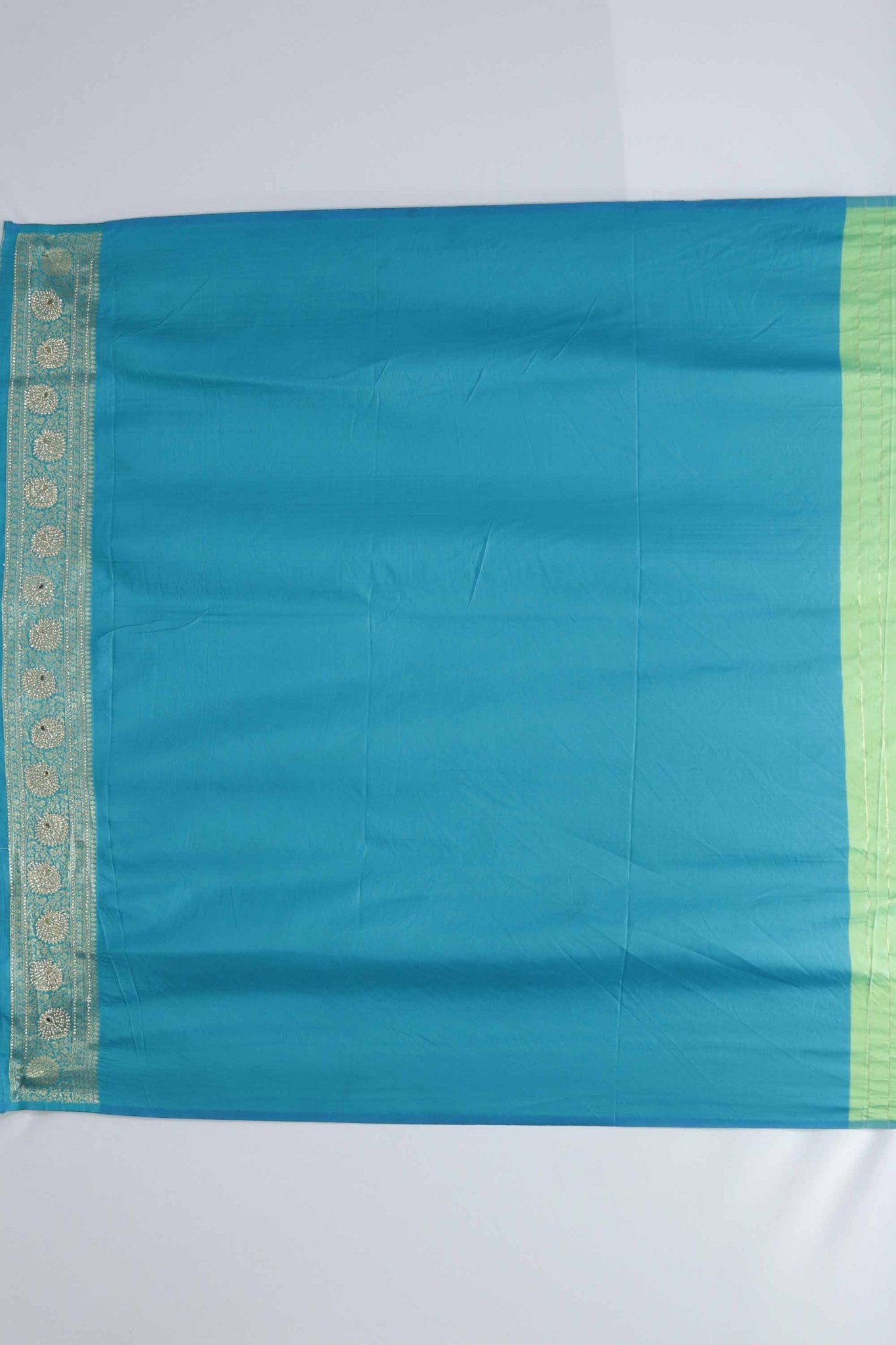 Green and Teal Banarasi Silk Saree with Zari Pallu - Mangaldeep NX