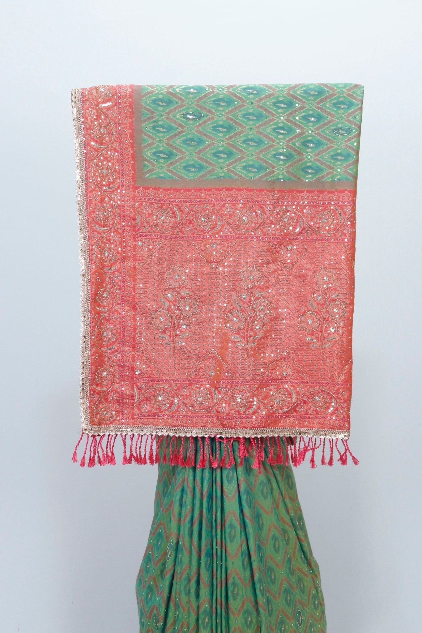 Green Bandhani Silk Saree Traditional Festive Wear - Mangaldeep NX