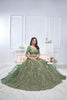 Green Embroidered Net Lehenga Choli with Peacock Motifs and Sequins Dupatta - Mangaldeep NX