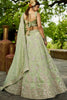 Green Embroidered Silk Lehenga Choli with Sequin and Mirror Work Dupatta - Mangaldeep NX