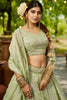 Green Embroidered Silk Lehenga Choli with Sequin and Mirror Work Dupatta - Mangaldeep NX