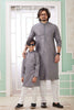 Grey Sequin Festive Wear Kurta Set for Father and Son - Mangaldeep NX
