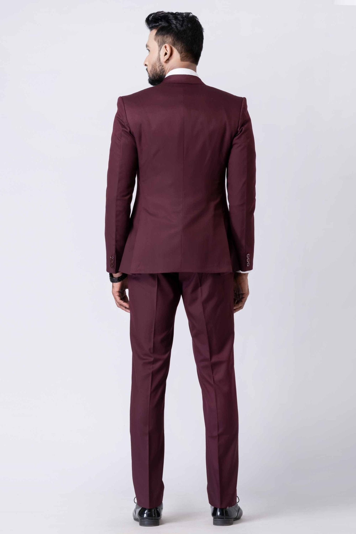 Handsome Party Wear Tuxedo Suit in Wine for Men - Mangaldeep NX