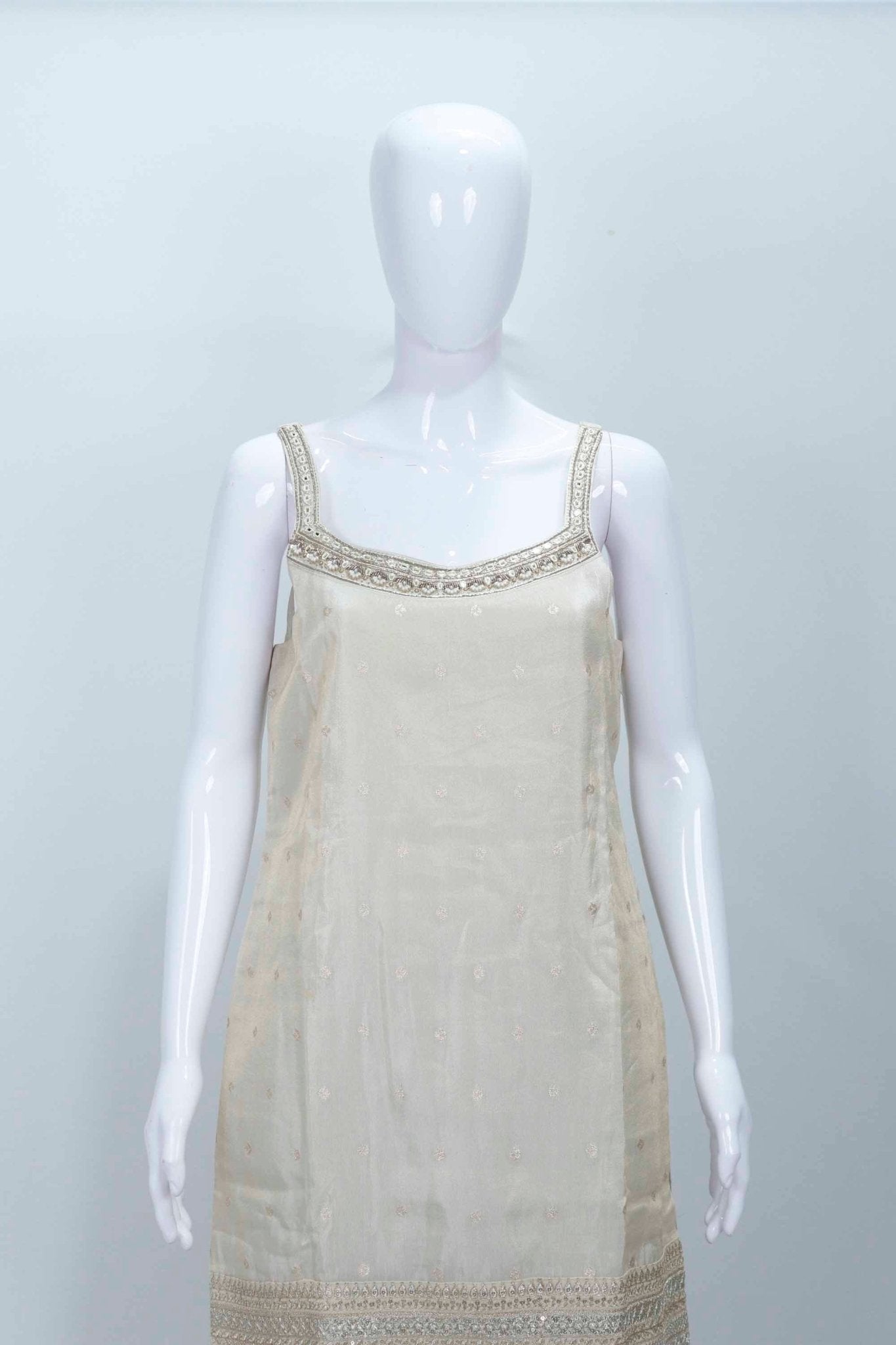 Ivory Mirror Work Sharara Set with Dupatta for Festive Wear - Mangaldeep NX
