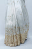 Ivory White Satin Organza Saree with Gold Sequin Embroidery and Velvet Border Pallu - Mangaldeep NX