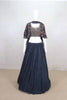 Latest Black Mirror Work Blouse with Flared Lehenga - Mangaldeep NX