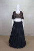 Latest Black Mirror Work Blouse with Flared Lehenga - Mangaldeep NX