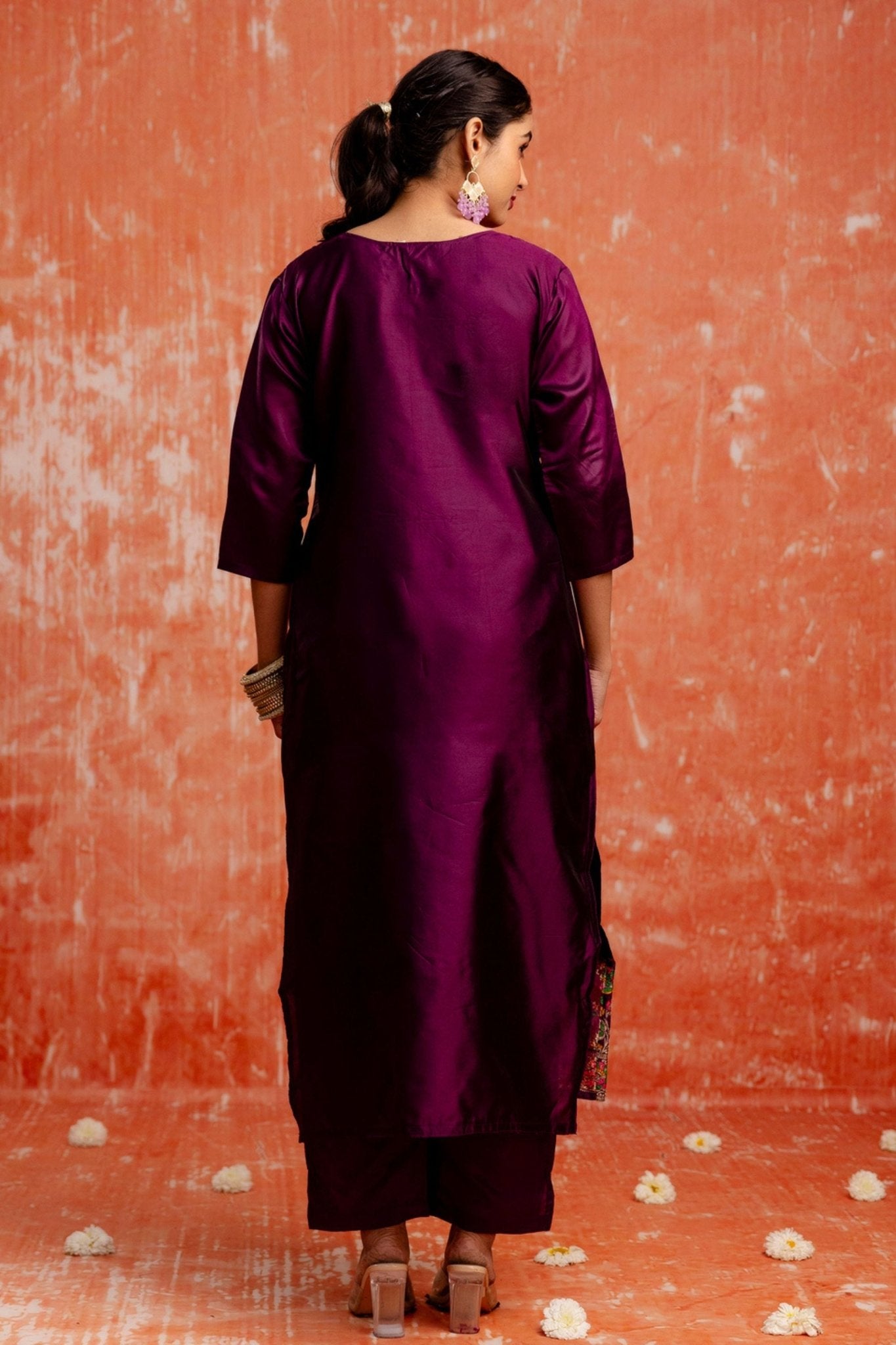 Latest Purple Cotton Silk Readymade Salwar Suit with Jacquard Work - Mangaldeep NX