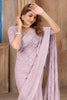 Lavender Embroidered Georgette Saree with All - Over Floral Thread Work and Matching Blouse Piece - Mangaldeep NX