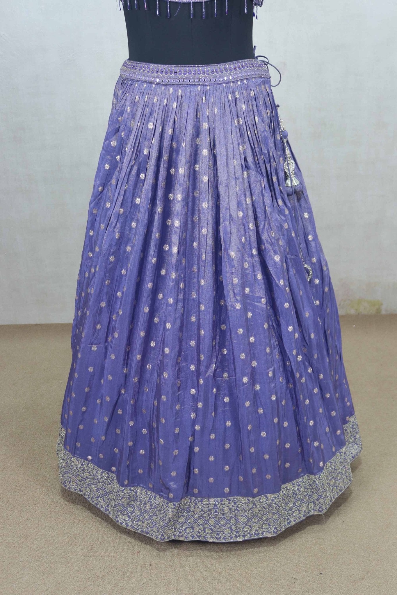 Lavender Embroidered Silk Lehenga Choli with Dupatta - Mangaldeep NX
