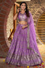 Lavender Embroidered Silk Lehenga Choli with Foil Work and Net Dupatta - Mangaldeep NX