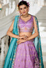 Lavender Embroidered Silk Lehenga Choli with Multicolor Thread Work and Teal Dupatta - Mangaldeep NX