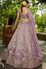 Lavender Embroidered Silk Lehenga Choli with Sequin and Mirror Work Dupatta - Mangaldeep NX