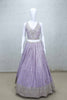 Lavender Mirror Embroidered Lehenga Choli with V - Neck Blouse and Gota Patti Dupatta - Mangaldeep NX