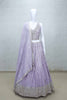 Lavender Mirror Embroidered Lehenga Choli with V - Neck Blouse and Gota Patti Dupatta - Mangaldeep NX