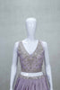 Lavender Mirror Embroidered Lehenga Choli with V - Neck Blouse and Gota Patti Dupatta - Mangaldeep NX