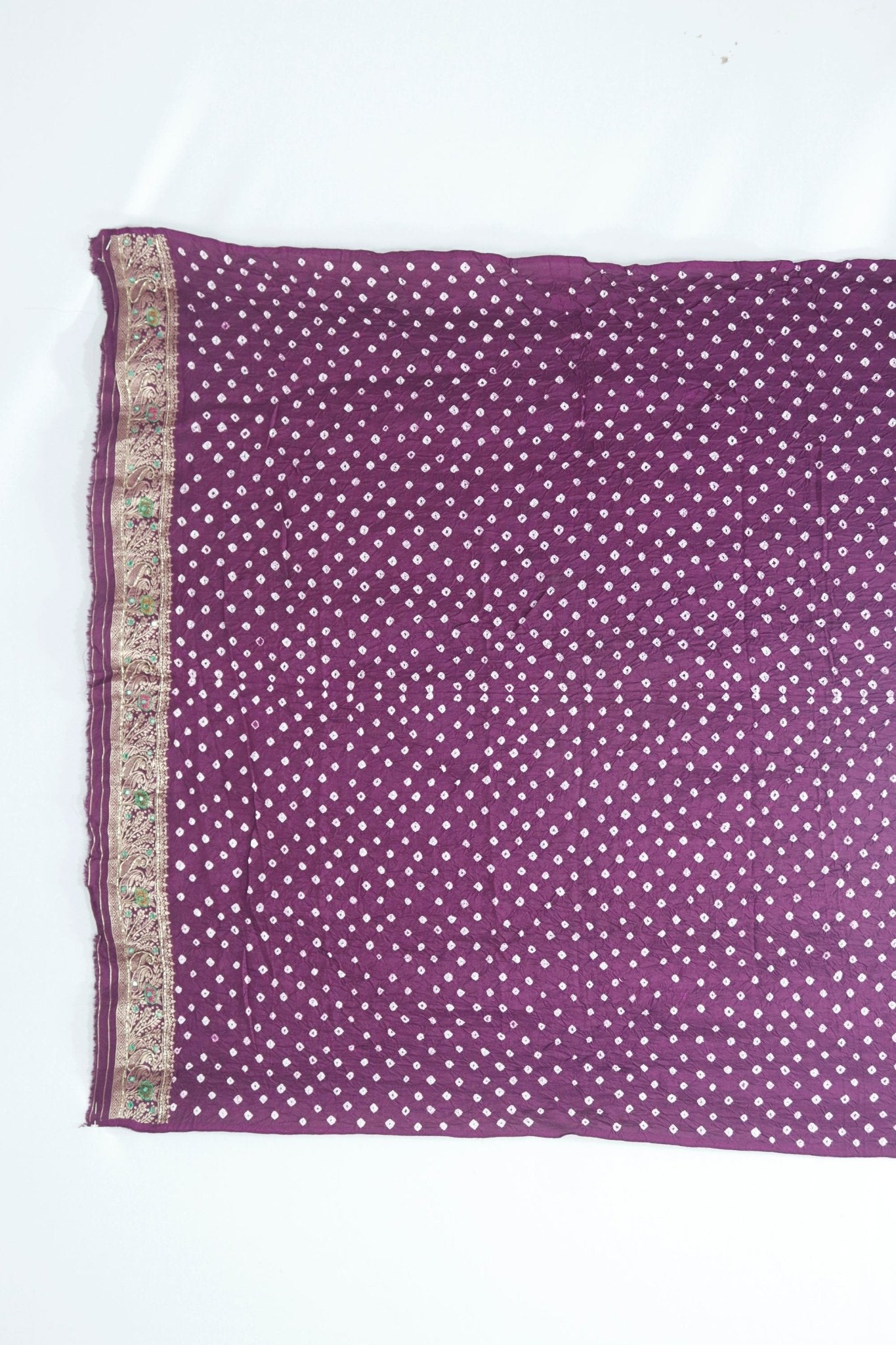 Maroon Bandhani Saree with Mirror Work and Zari Embroidered Border - Mangaldeep NX