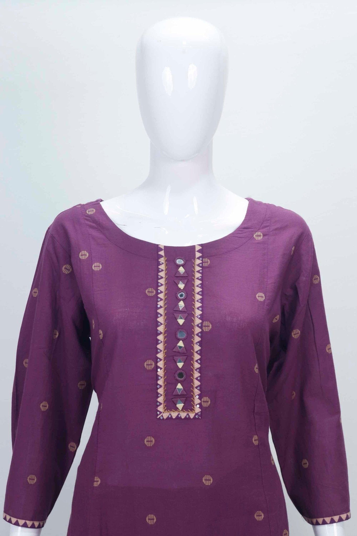 Maroon Embroidered Cotton Straight Suit Set with Matching Dupatta - Mangaldeep NX