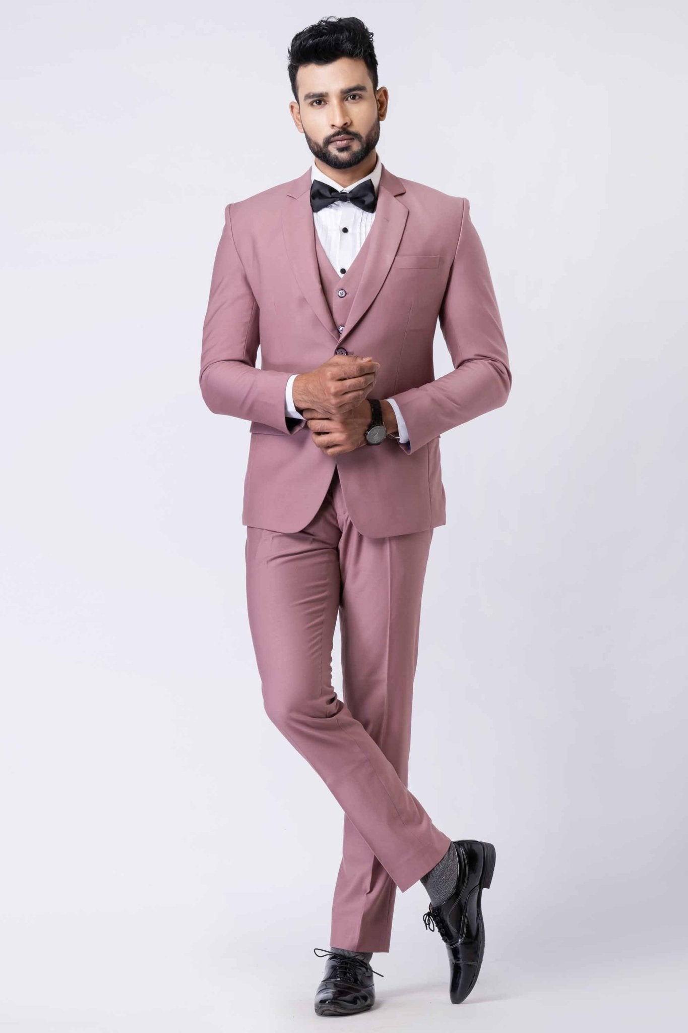 Men's Dusty Pink 3 - Piece Slim Fit Wedding & Party Suit Set - Mangaldeep NX