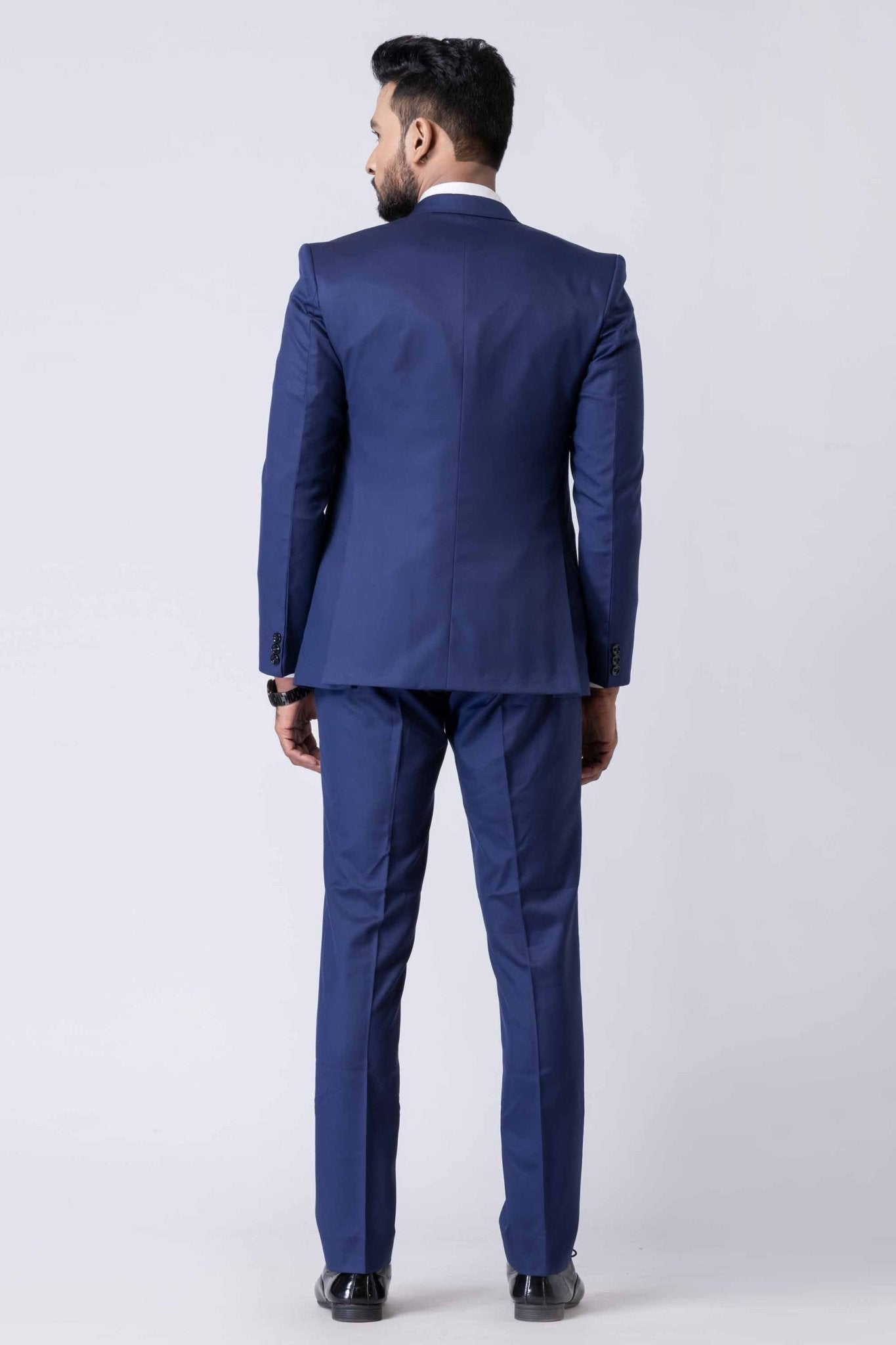 Men's Navy Blue 3 - Piece Party Wear Tuxedo Suit with Bow Tie - Mangaldeep NX