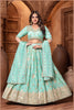 Mint Green Embroidered Silk Lehenga Choli with Dupatta - Mangaldeep NX