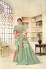 Mint Green with Multicolor Floral Printed Linen Silk Saree - Mangaldeep NX