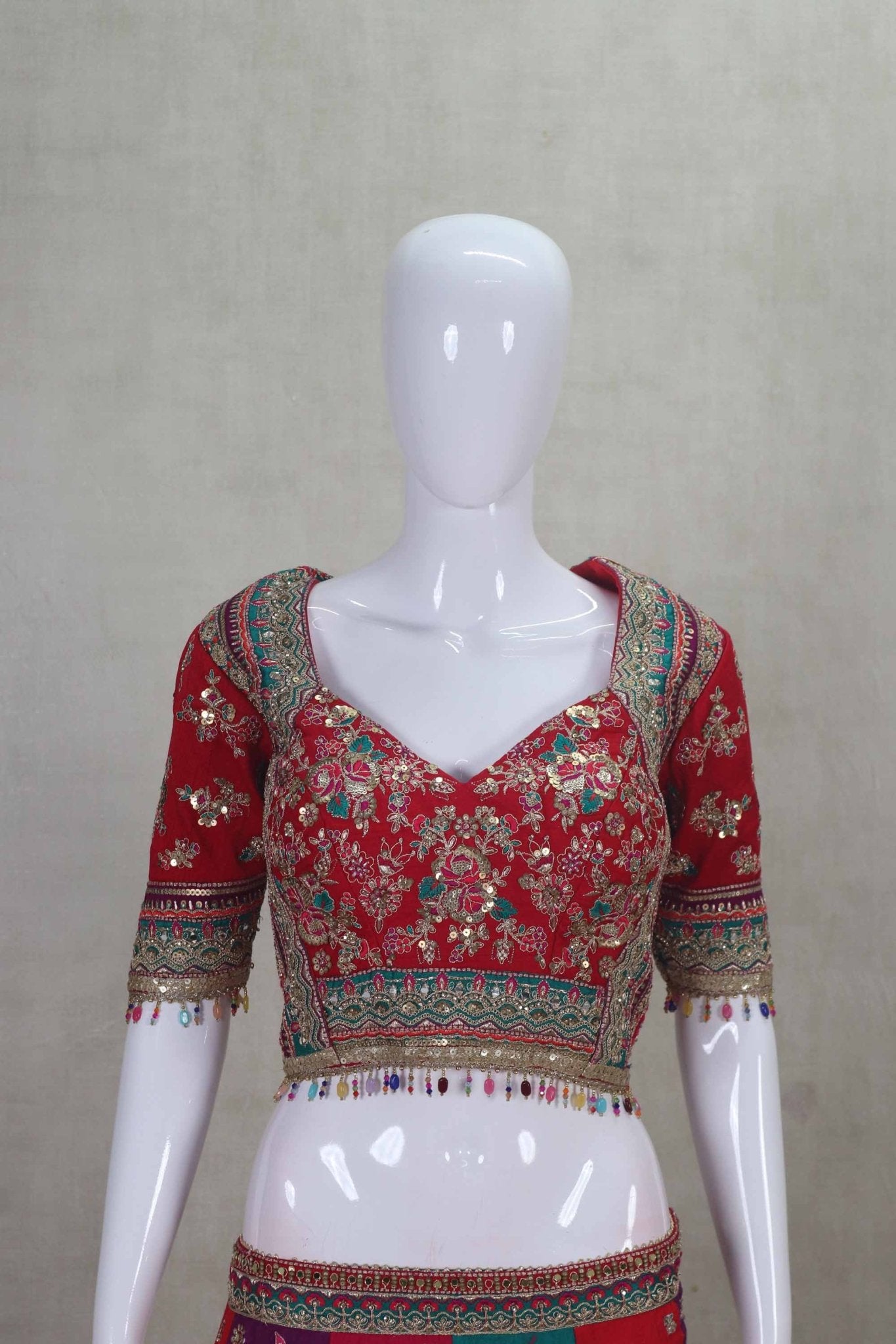 Multicolor Heavy Embroidered Wedding Lehenga Choli - Mangaldeep NX