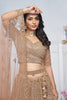 Mustard Embroidered Net Lehenga Choli with Peacock Motifs and Sequin Dupatta - Mangaldeep NX