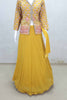 Mustard Yellow Lehenga with Mirror Work Floral Jacket and Dupatta - Mangaldeep NX