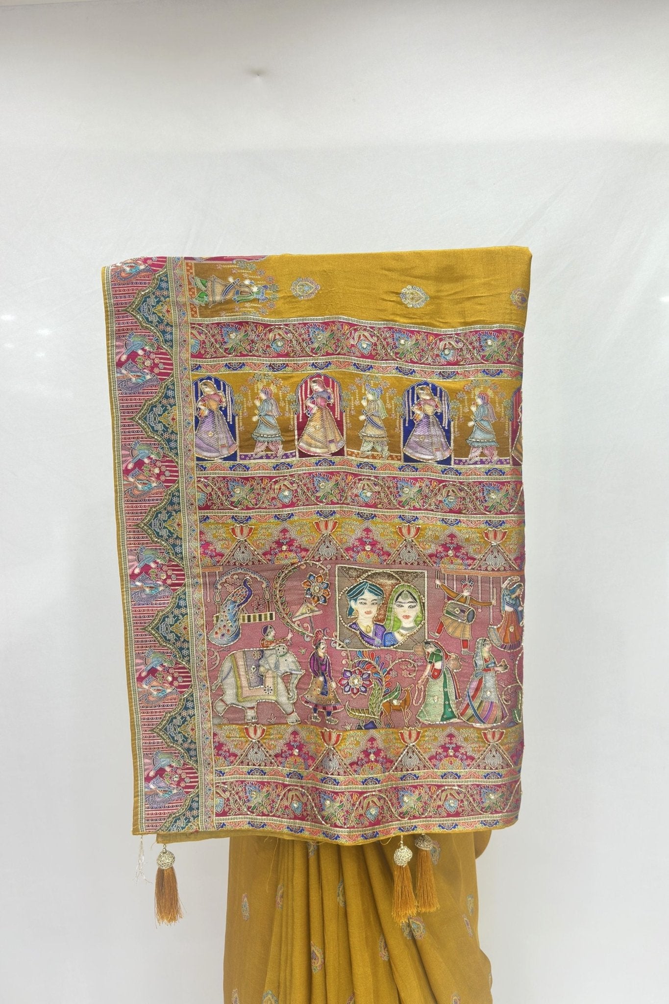 Mustard Yellow Patola Saree with Traditional Wedding Motif - Mangaldeep NX