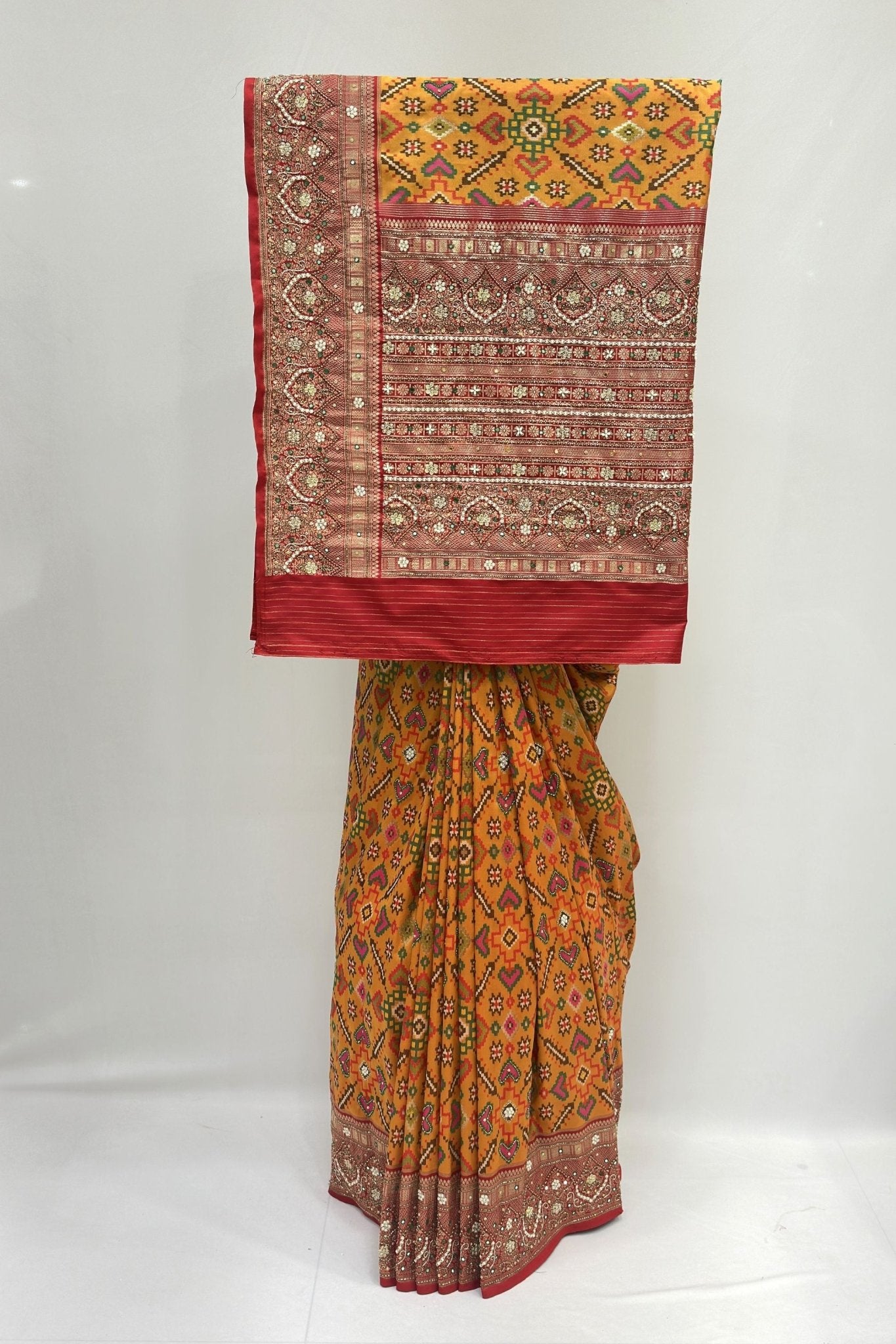 Mustard Yellow Patola Silk Saree - Mangaldeep NX