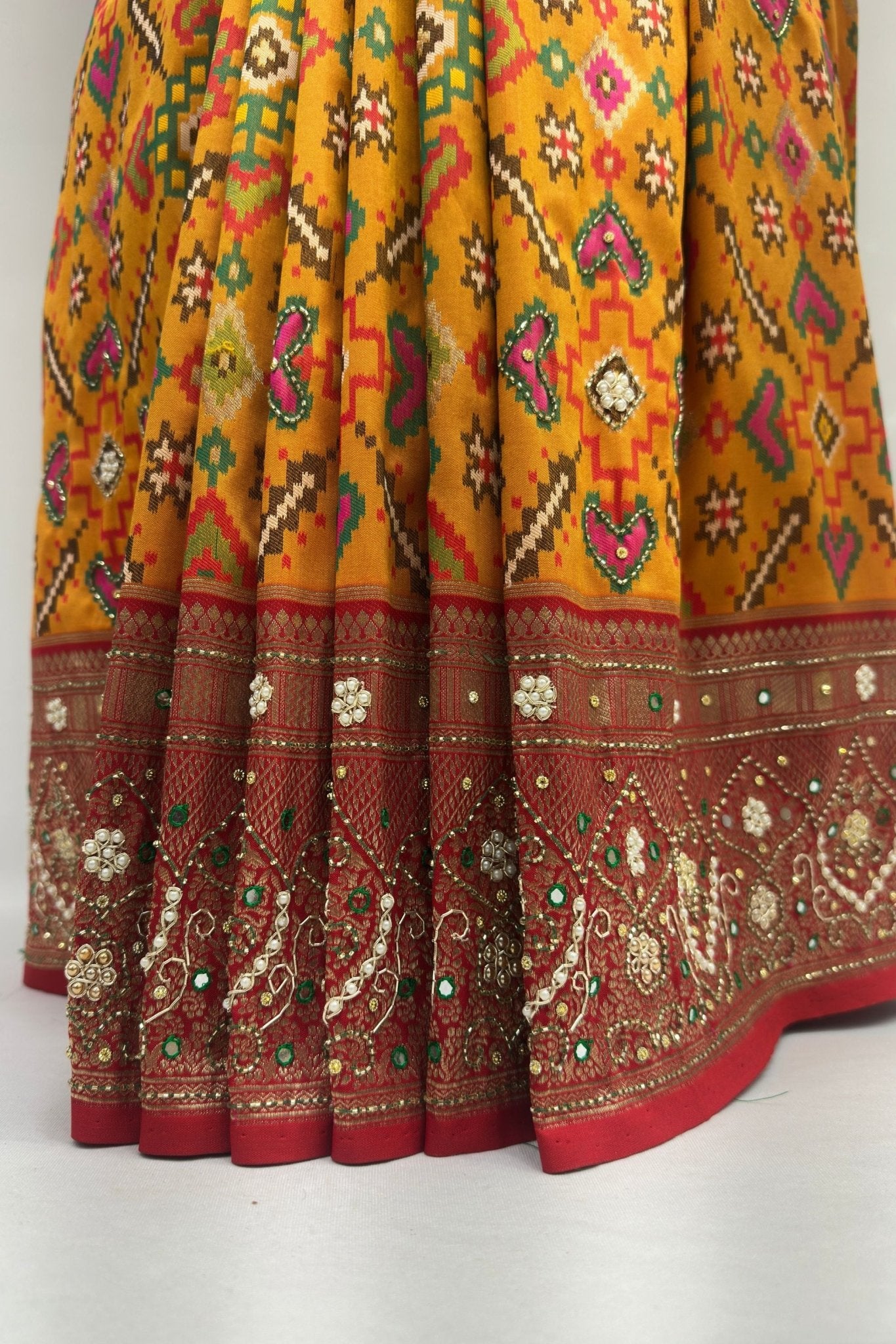 Mustard Yellow Patola Silk Saree - Mangaldeep NX