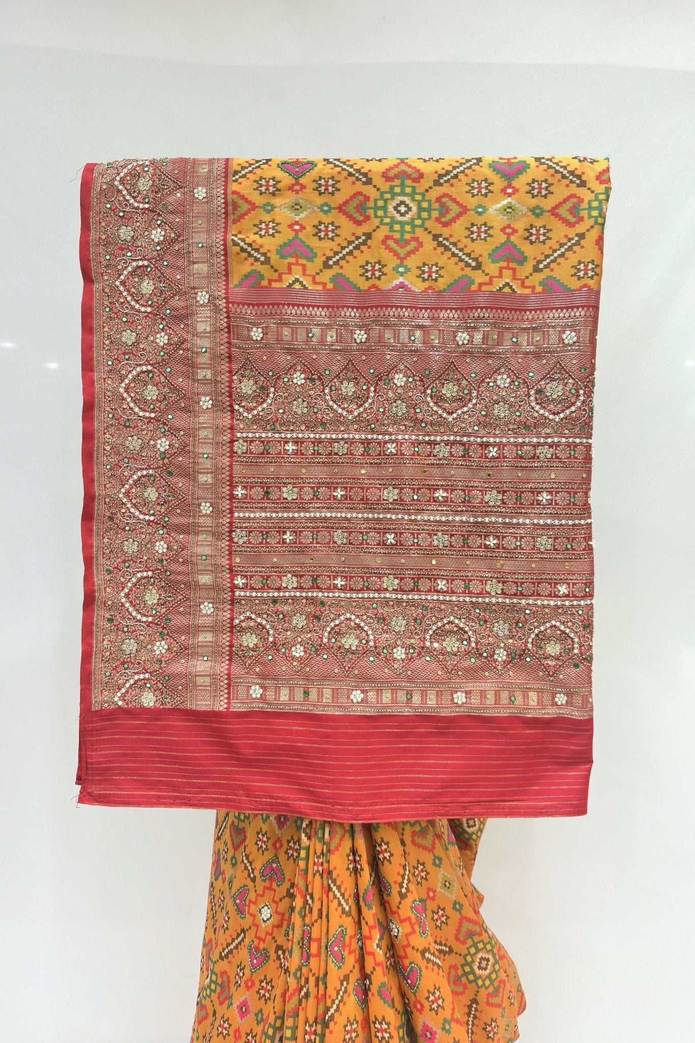 Mustard Yellow Patola Silk Saree - Mangaldeep NX