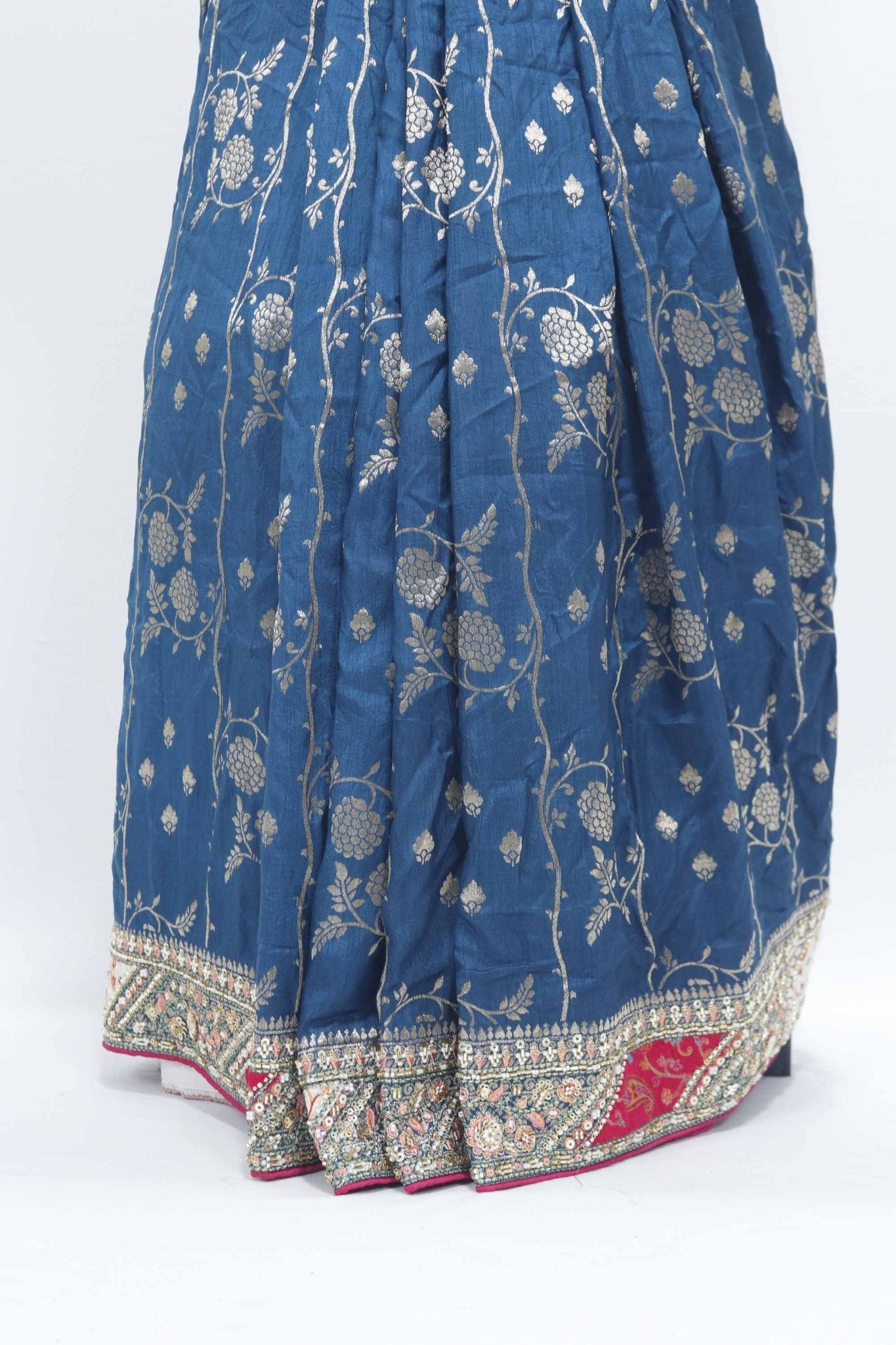 Navy Blue Banarasi Bandhani Saree with Rich Pallu for Party Wear - Mangaldeep NX