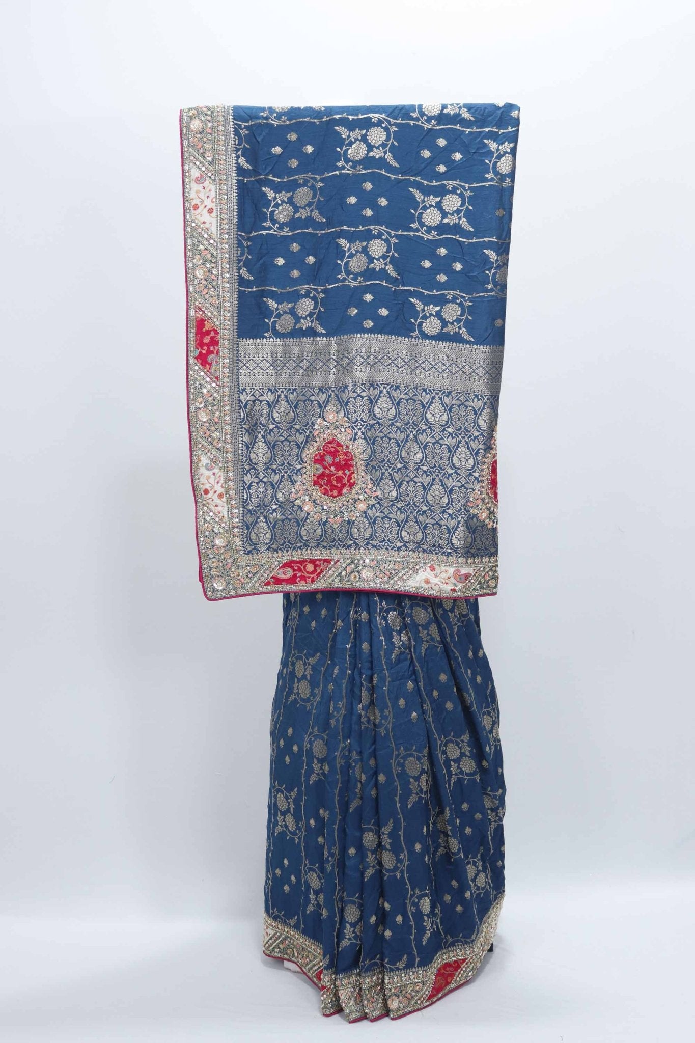 Navy Blue Banarasi Bandhani Saree with Rich Pallu for Party Wear - Mangaldeep NX