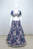Navy Blue Floral Embroidered Lehenga Choli Set with Mirror Work and Net Dupatta - Mangaldeep NX