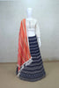Navy Blue Printed Lehenga Choli with Orange Dupatta - Mangaldeep NX