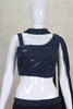 Navy Blue Sequin Embellished Crop Top Lehenga Choli with Dupatta - Mangaldeep NX