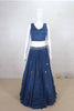 Navy Blue Silk Lehenga Choli with Embellished Jacket and Mirror Work - Mangaldeep NX