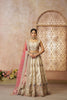 Off - White Embroidered Lehenga Choli with Pink Dupatta - Mangaldeep NX