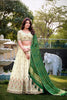 Off - White Geometric Floral Embroidered Lehenga Choli Set with Green Bandhej Dupatta - Mangaldeep NX