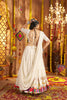 Off - White Mirror Work Navratri Lehenga Choli Set with Multicolor Embroidered Border - Mangaldeep NX